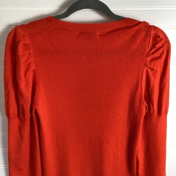 J. Crew NWT  Red / orange Puff Sleeve sweater Size Medium - Picture 7 of 9
